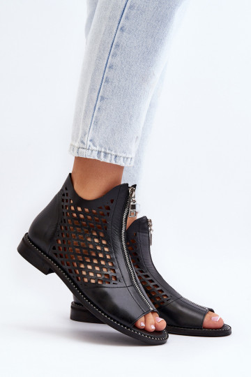 Zazoo 977/L Leather Cutout Sandals with Zip 2