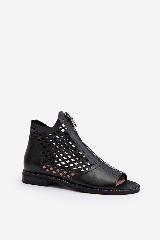 Zazoo 977/L Leather Cutout Sandals with Zip Zazoo 977/L Leather Cutout Sandals with Zip