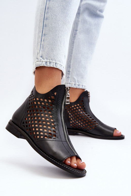 Zazoo 977/L Leather Cutout Sandals with Zip Zazoo 977/L Leather Cutout Sandals with Zip