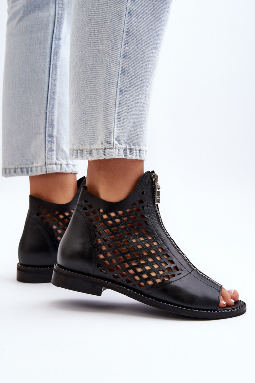 Zazoo 977/L Leather Cutout Sandals with Zip Zazoo 977/L Leather Cutout Sandals with Zip