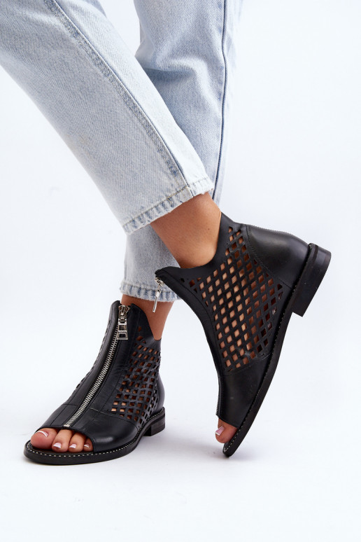 Zazoo 977/L Leather Cutout Sandals with Zip Zazoo 977/L Leather Cutout Sandals with Zip