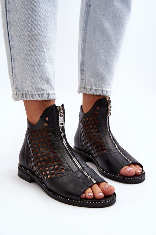 Zazoo 977/L Leather Cutout Sandals with Zip Zazoo 977/L Leather Cutout Sandals with Zip