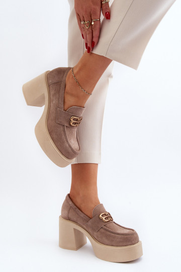 Zazoo 20170 Women's Suede Pumps Beige 2