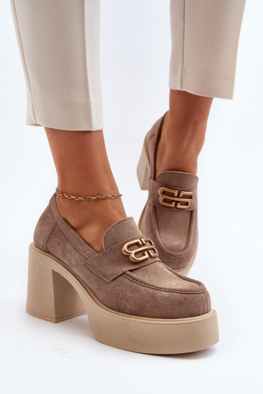 Zazoo 20170 Women's Suede Pumps Beige Zazoo 20170 Women's Suede Pumps Beige