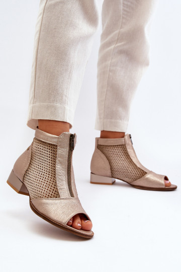 Women's Flat Heel Open Toe Boots Maciejka 06413-25 Gold