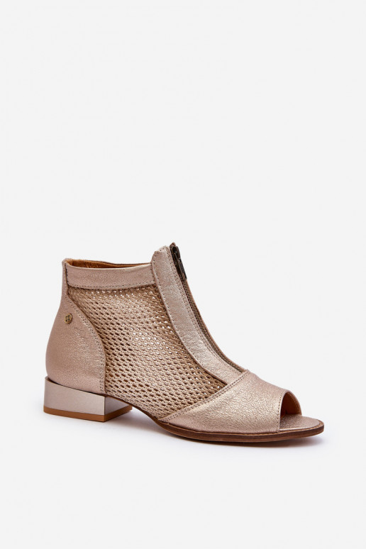Women's Flat Heel Open Toe Boots Maciejka 06413-25 Gold Women's Flat Heel Open Toe Boots Maciejka 06413-25 Gold