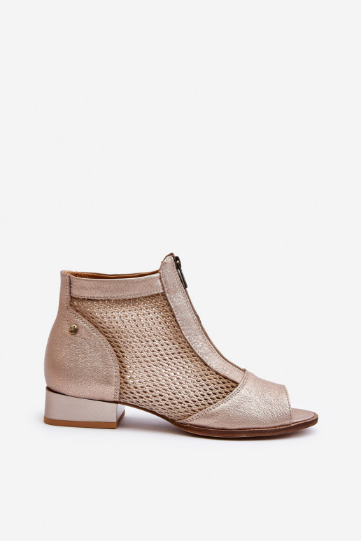 Women's Flat Heel Open Toe Boots Maciejka 06413-25 Gold Women's Flat Heel Open Toe Boots Maciejka 06413-25 Gold