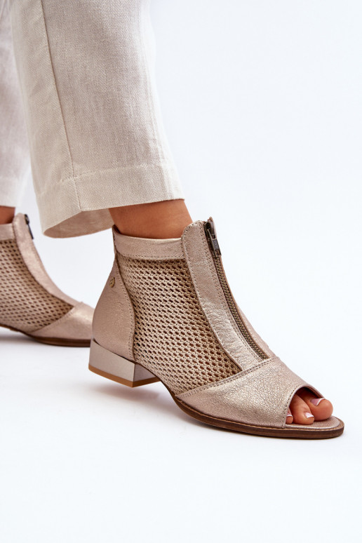 Women's Flat Heel Open Toe Boots Maciejka 06413-25 Gold Women's Flat Heel Open Toe Boots Maciejka 06413-25 Gold