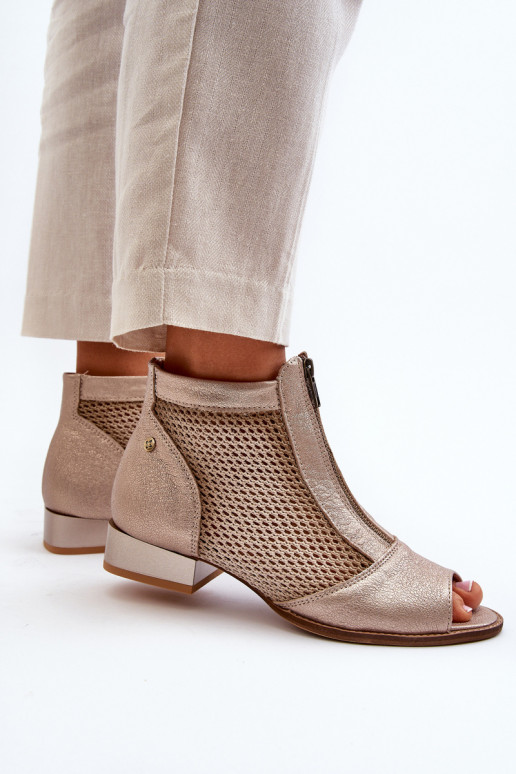 Women's Flat Heel Open Toe Boots Maciejka 06413-25 Gold Women's Flat Heel Open Toe Boots Maciejka 06413-25 Gold
