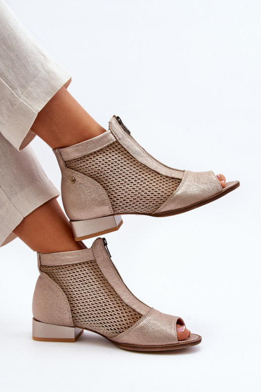 Women's Flat Heel Open Toe Boots Maciejka 06413-25 Gold Women's Flat Heel Open Toe Boots Maciejka 06413-25 Gold
