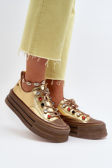 Women's Platform Sneakers GOE NN2N4055 Gold 2