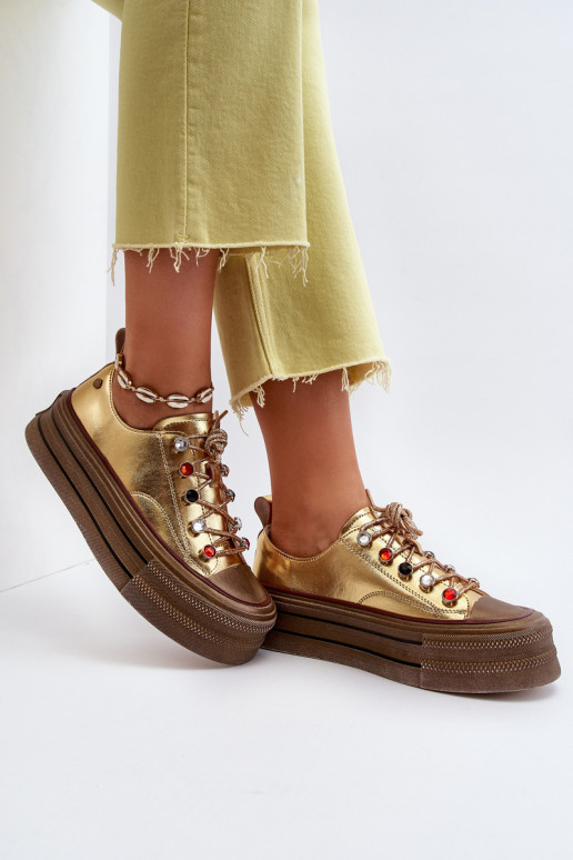 Damskie Trampki Na Platformie GOE NN2N4055 Złote