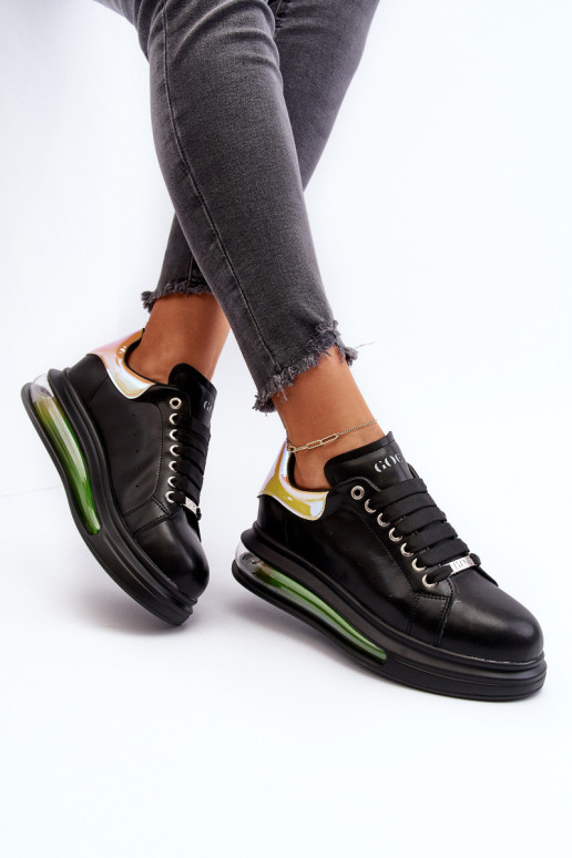 Sneakersy Damskie Skórzane GOE NN2N4030 Czarne