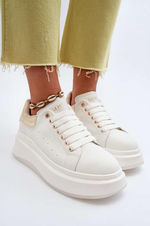 Skórzane Sneakersy Damskie GOE NN2N4031 Białe