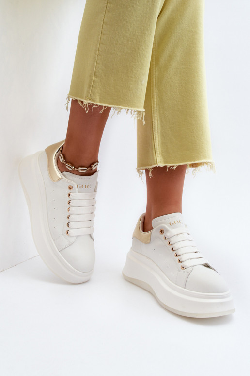 Skórzane Sneakersy Damskie GOE NN2N4031 Białe