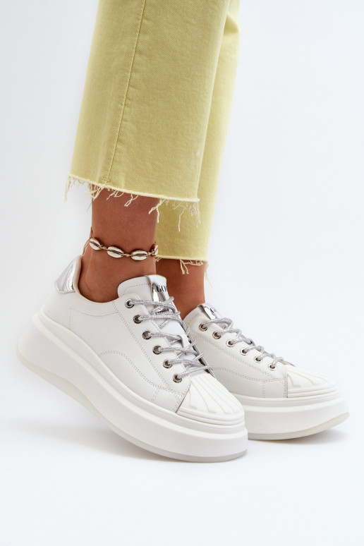 Women's Leather Platform Sneakers GOE NN2N4033 White Women's Leather Platform Sneakers GOE NN2N4033 White