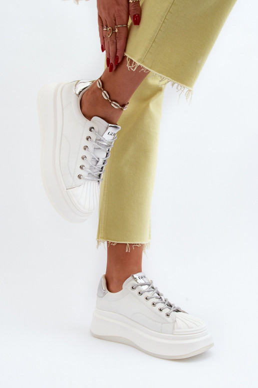 Women's Leather Platform Sneakers GOE NN2N4033 White Women's Leather Platform Sneakers GOE NN2N4033 White