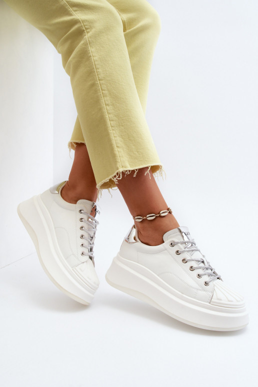 Women's Leather Platform Sneakers GOE NN2N4033 White Women's Leather Platform Sneakers GOE NN2N4033 White