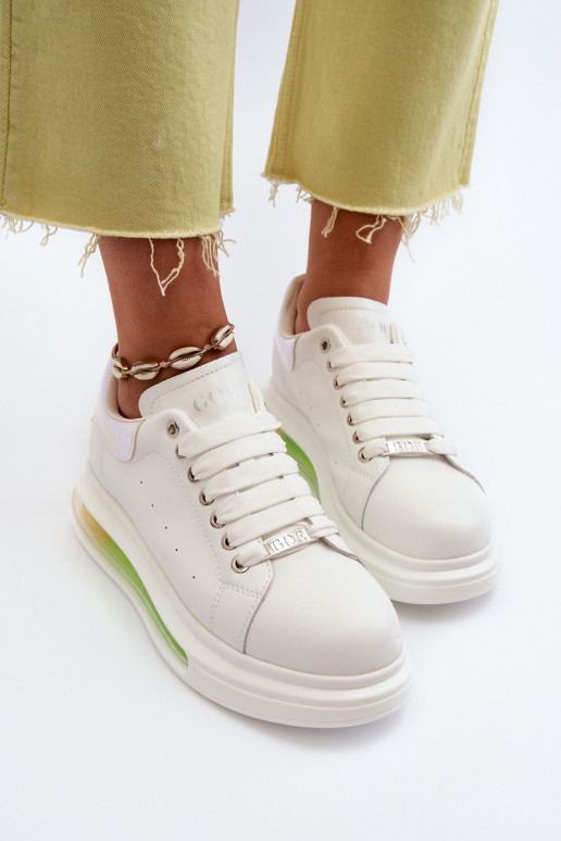 Sneakersy Damskie Skórzane GOE NN2N4029 Białe