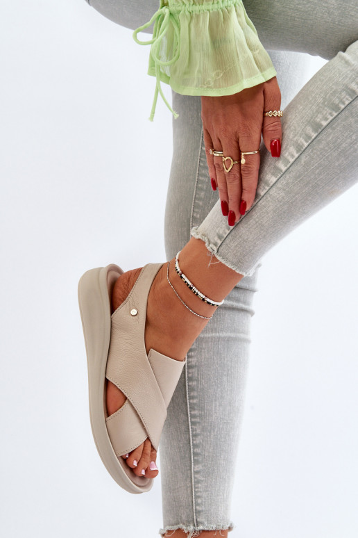 Leather Wedge Sandals Black Morgan