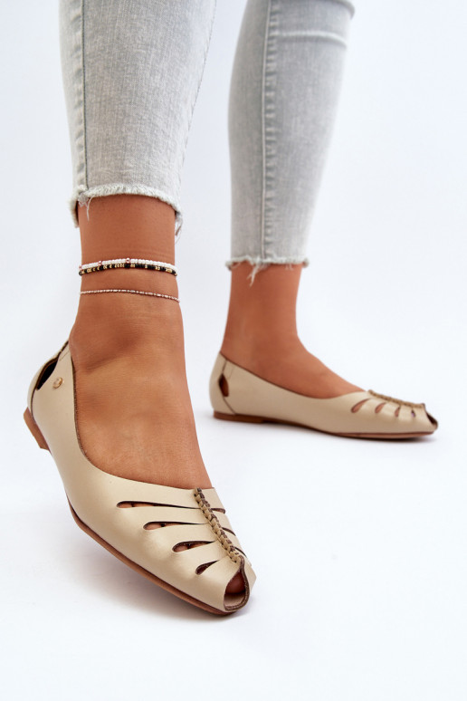 Zazoo 10009 Comfortable Women's Leather Ballerina Flats Beige Zazoo 10009 Comfortable Women's Leather Ballerina Flats Beige