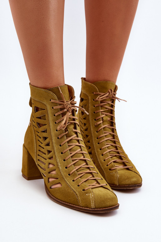 Suede Laced Booties Maciejka 05508-24 Olive Suede Laced Booties Maciejka 05508-24 Olive