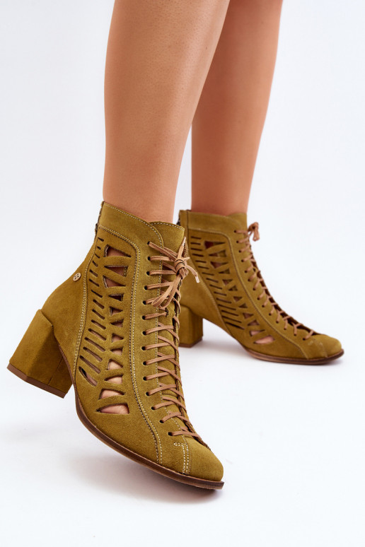 Suede Laced Booties Maciejka 05508-24 Olive Suede Laced Booties Maciejka 05508-24 Olive