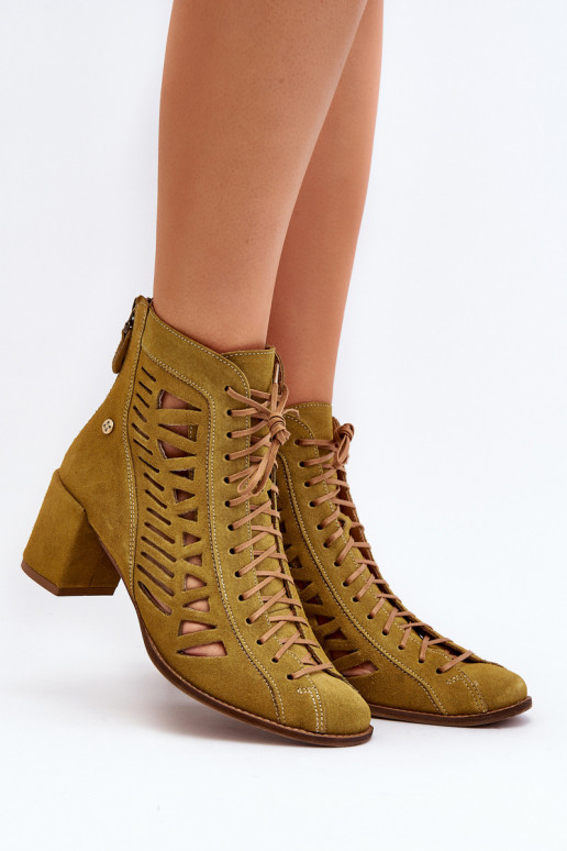 Suede Laced Booties Maciejka 05508-24 Olive Suede Laced Booties Maciejka 05508-24 Olive