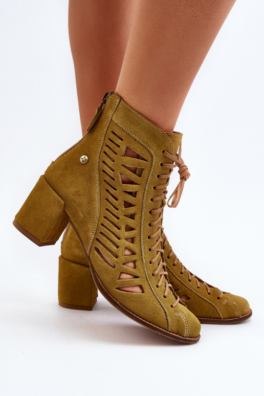 Suede Laced Booties Maciejka 05508-24 Olive Suede Laced Booties Maciejka 05508-24 Olive