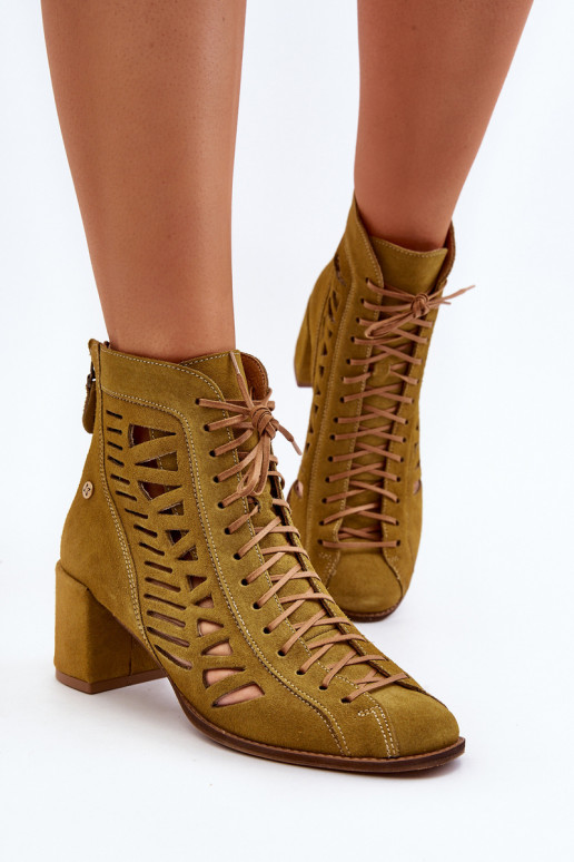 Suede Laced Booties Maciejka 05508-24 Olive Suede Laced Booties Maciejka 05508-24 Olive