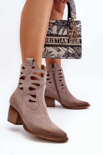 Skórzane BotkiwithWycięciami Maciejka 06412-04 Beżowe