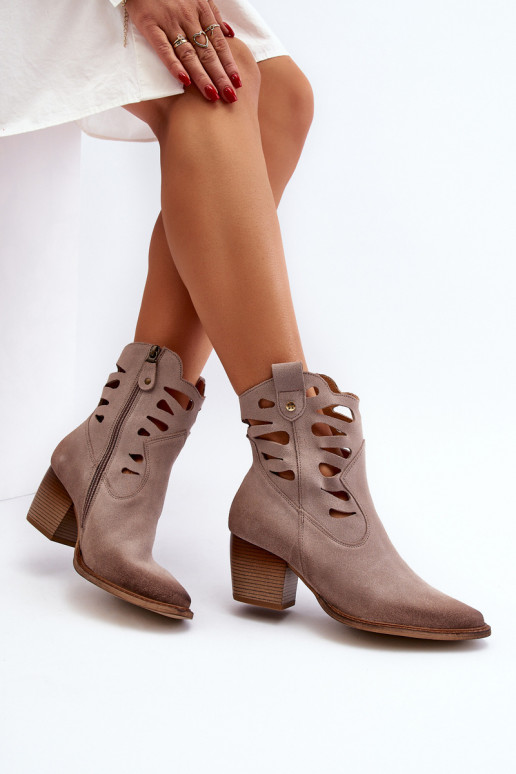 Leather Boots with Cutouts Maciejka 06412-04 Beige Leather Boots with Cutouts Maciejka 06412-04 Beige