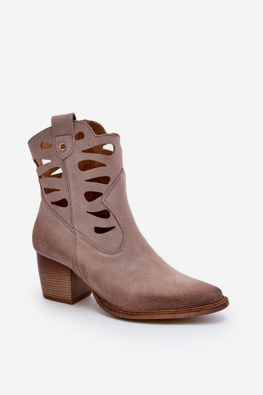 Skórzane BotkiwithWycięciami Maciejka 06412-04 Beżowe