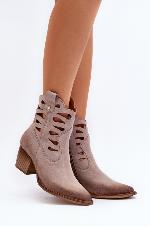 Leather Boots with Cutouts Maciejka 06412-04 Beige Leather Boots with Cutouts Maciejka 06412-04 Beige