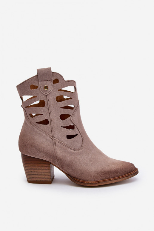 Leather Boots with Cutouts Maciejka 06412-04 Beige Leather Boots with Cutouts Maciejka 06412-04 Beige