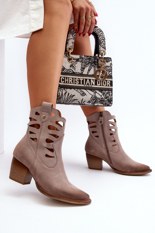 Skórzane BotkiwithWycięciami Maciejka 06412-04 Beżowe