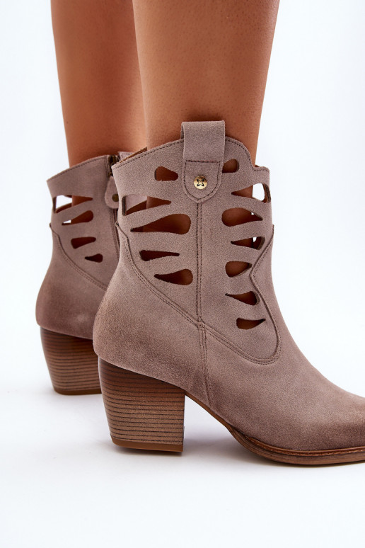 Leather Boots with Cutouts Maciejka 06412-04 Beige Leather Boots with Cutouts Maciejka 06412-04 Beige