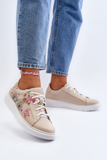 Women's Leather Sneakers Zazoo 024/TAMARA Beige