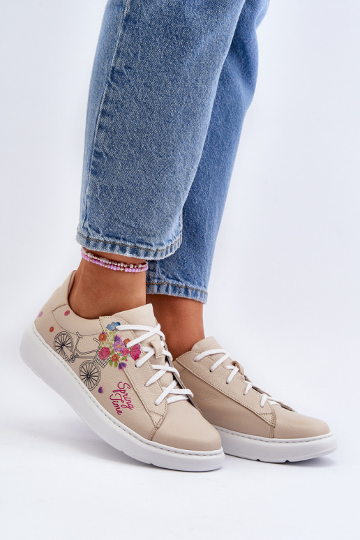 Women's Leather Sneakers Zazoo 024/TAMARA Beige Women's Leather Sneakers Zazoo 024/TAMARA Beige