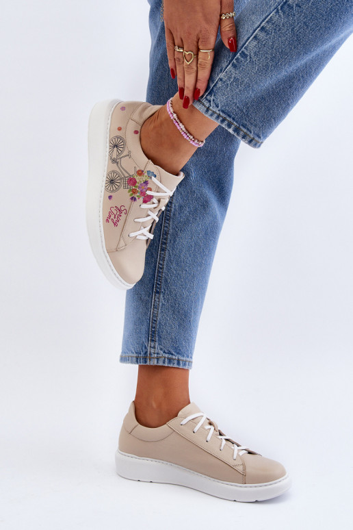 Women's Leather Sneakers Zazoo 024/TAMARA Beige Women's Leather Sneakers Zazoo 024/TAMARA Beige