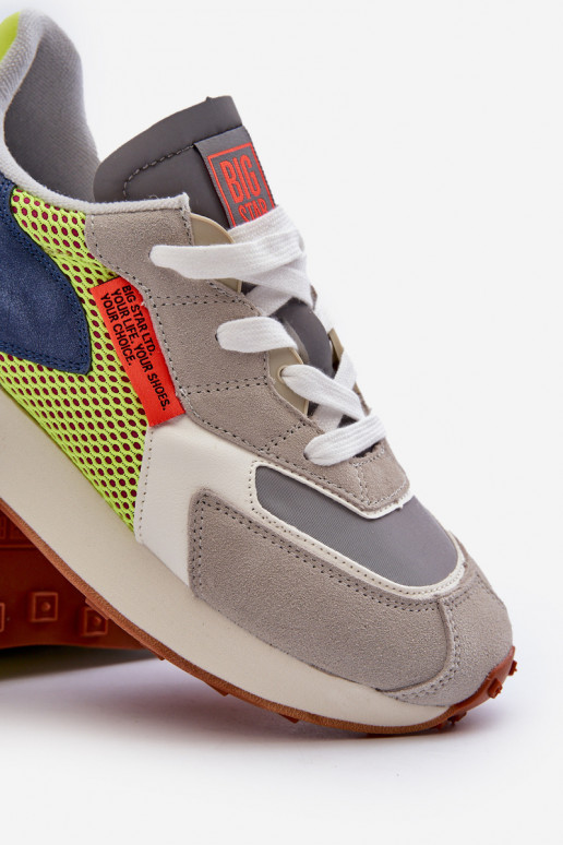 Buty Sportowe Sneakersy Męskie Memory Foam System Big Star NN174344 Szare