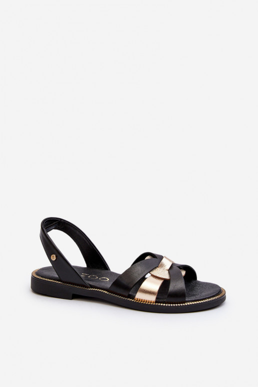Women's Black Leather Sandals Zazoo 40382 Women's Black Leather Sandals Zazoo 40382
