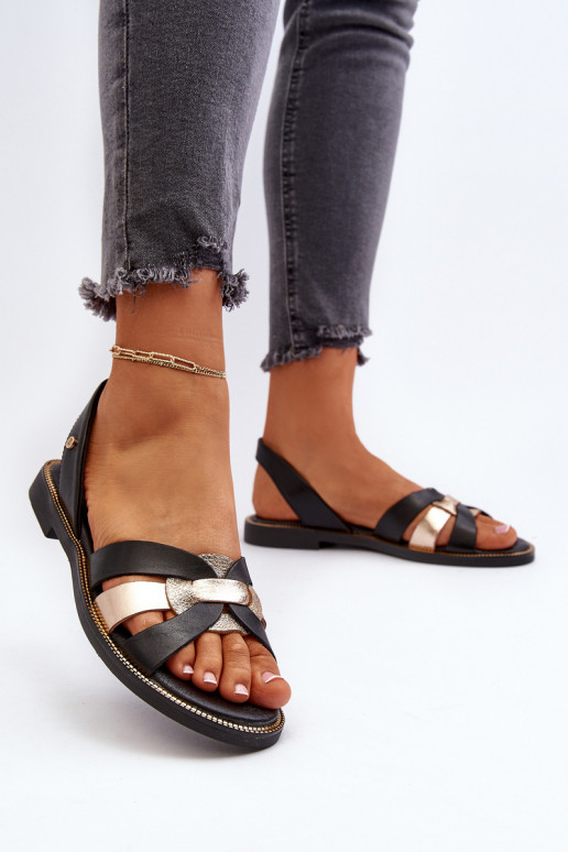 Women's Black Leather Sandals Zazoo 40382 Women's Black Leather Sandals Zazoo 40382