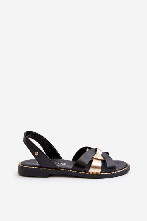 Women's Black Leather Sandals Zazoo 40382 Women's Black Leather Sandals Zazoo 40382