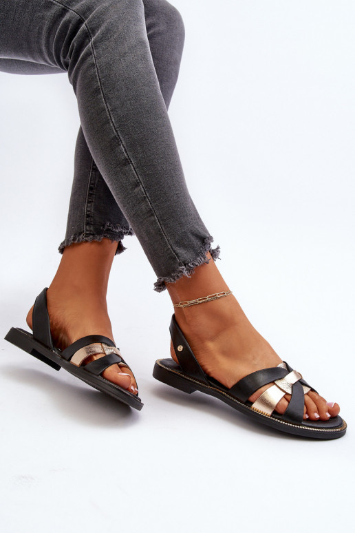 Women's Black Leather Sandals Zazoo 40382 Women's Black Leather Sandals Zazoo 40382