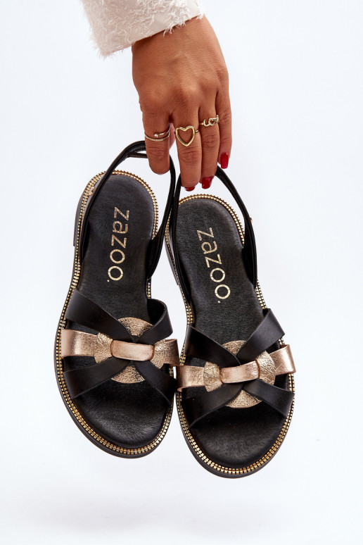 Women's Black Leather Sandals Zazoo 40382 Women's Black Leather Sandals Zazoo 40382