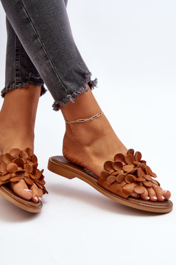 Zazoo 40381 Women's Leather Flat Heel Sandals Brown 2