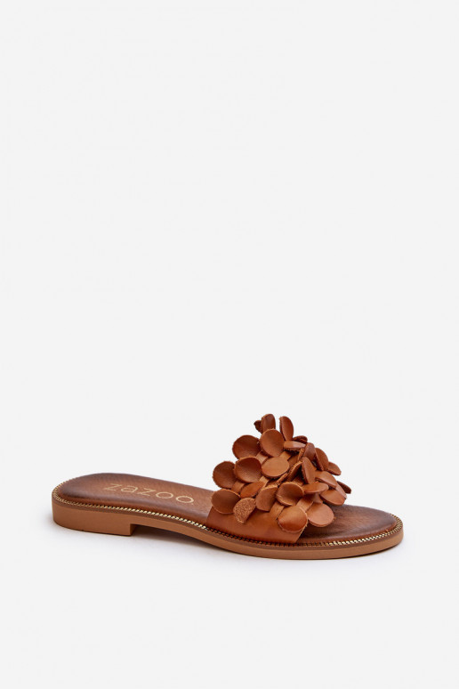 Zazoo 40381 Women's Leather Flat Heel Sandals Brown Zazoo 40381 Women's Leather Flat Heel Sandals Brown