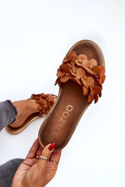 Zazoo 40381 Women's Leather Flat Heel Sandals Brown Zazoo 40381 Women's Leather Flat Heel Sandals Brown