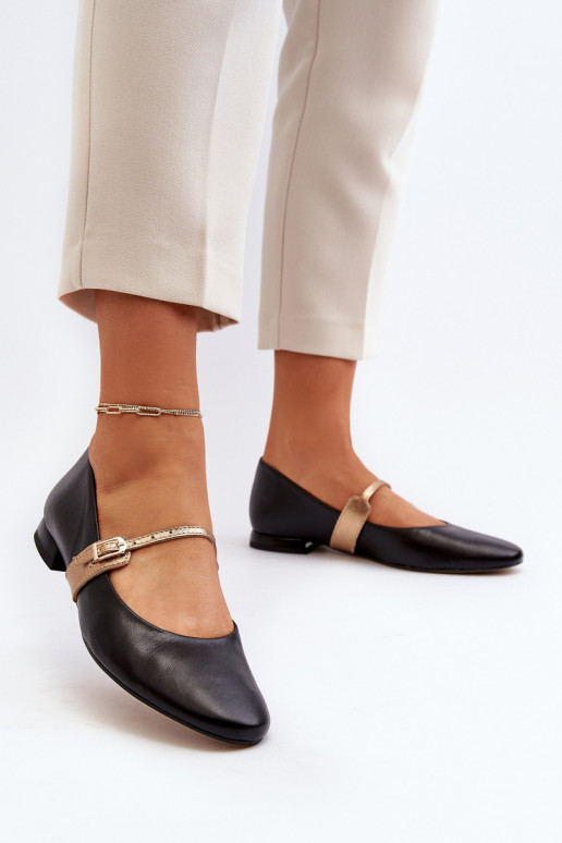 Women's Leather Ballerina Flats Laura Messi 2774 Black Women's Leather Ballerina Flats Laura Messi 2774 Black